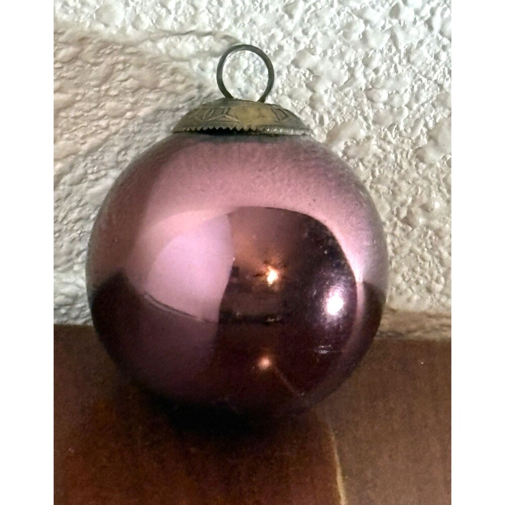 Vintage Kugel Midwest Licensed Reproduction 3” Glass Amethyst / Purple Ornament